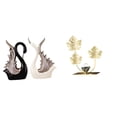 thumbnail image 1 of Figuras de cisne, escultura de cerámica, estatua de hoja, adorno de estantería, decoración moderna para el hogar, coleccionables para aniversario, cum, 1 of 8