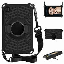 Galaxy Tab A7 Lite 8.7" 2021 Case, Heavy Duty Rugged Shockproof Case with Adjustable Hand Strap, Carrying Shoulder Strap, Rotating Kickstand for Samsung Tab A7 Lite 8.7" SM-T220 SM-T225 2021, Black