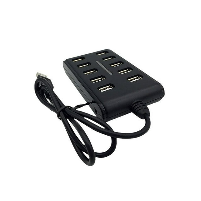 Bearachild Oficina en casa Portátil USB 2.0 Hub Universal USB-A Adaptador Doble 10 puertos Convertidor 480Mbps Divisor de velocidad rápida Type3 NO3