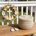 thumbnail image 5 of Handwoven Cotton Rope Storage Basket Set with Lids | 1-Piece Round Nesting Baskets for Easter Eggs, Snacks & Home Organization | Farmhouse Decor in Beige, 5 of 6