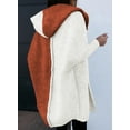 thumbnail image 5 of SHEWIN Open Front Oversized Hooded Cardigans for Women Cable Knitted Long Outerwear Coat Color Block Hoodie Sweater Jacket Brown, 5 of 10