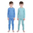 thumbnail image 3 of Sleep On It 4-Piece 100% Organic Cotton Rib Knit Pajama Sets for Boys & Girls, Blue & Green, Size 6, 3 of 8
