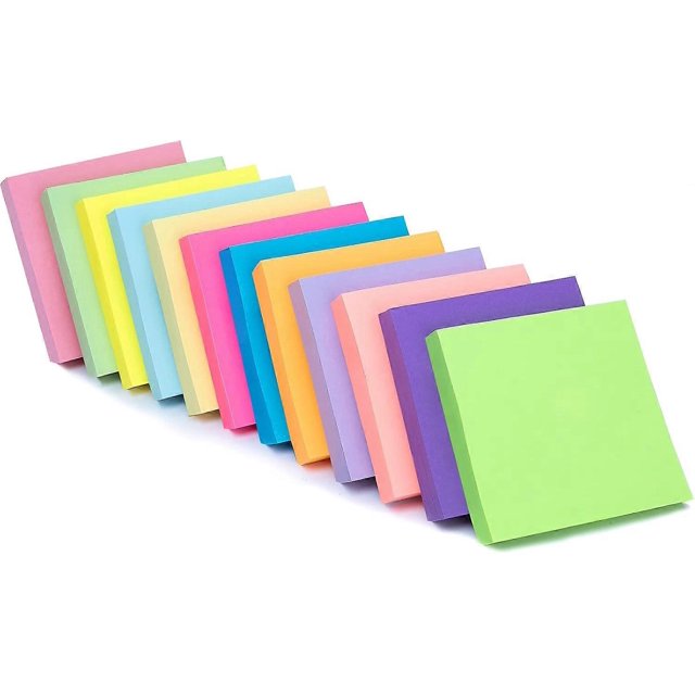 Sticky Notes, 12 Pack Stick Note Pad 12 Assorted Color Self Sticky Memo Pads for Office, School and Home Uses (Square Shape)