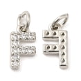 thumbnail image 2 of 10pcs Brass Micro Pave Grade AAA Cubic Zirconia Charms Letter F Cadmium Free & Nickel Free & Lead Free Real Platinum Plated 9x5x1.5mm Hole: 2mm, 2 of 3