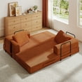 thumbnail image 6 of 79" Convertible Sofa Bed with Fixed-Shape Frame, Modular Folding Boneless Couch with Cylindrical Pillow, Corduroy Lounge Loveseat with Pull Out Bed, No Assembly Required, Orange, 6 of 7