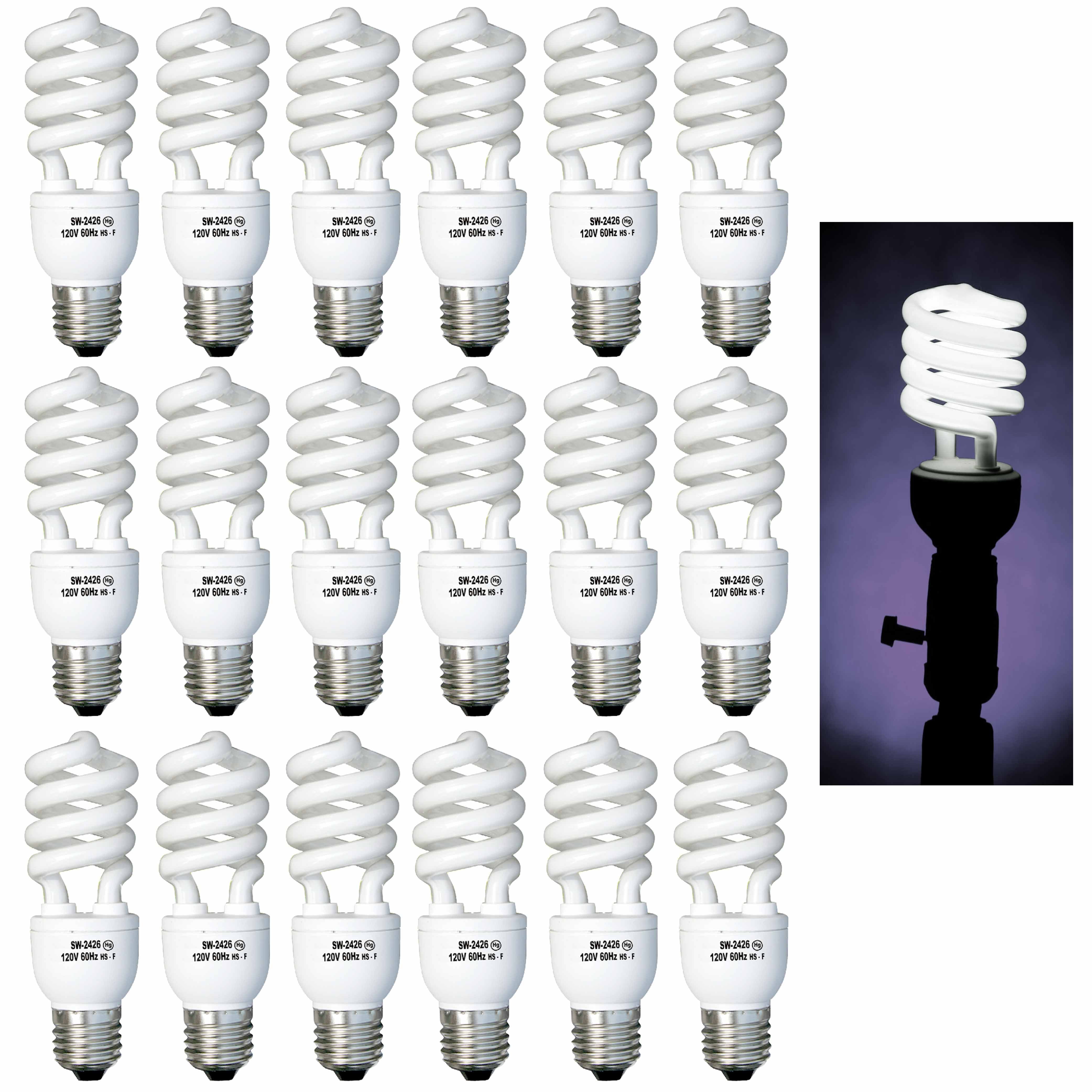 18 Pc Light Bulbs CFL 26W 125 Watt Energy Saving Soft White Fluorescent