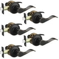 thumbnail image 2 of E-Home Hardware 5 Pack Oil Rubbed Bronze Door Handles, Interior Door Knobs for Hallway/Closet/Storeroom, Non-Lock Passage Door Handle, Keyless Door Lever, Wave Design, Universal Handing, 2 of 4