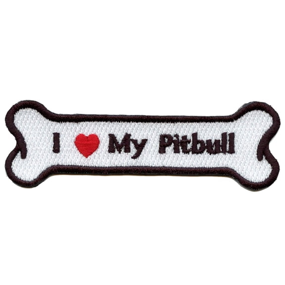 I Heart My Pitbull Embroidered Iron On Patch