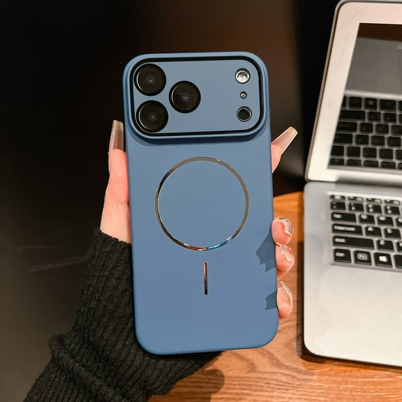 for iPhone 11 Pro Max Drop Protective Case Cover with Magnetic Wireless Charging & Lens Protector, Hard PC Material Anti-Scratch Ultra Slim Shockproof Phone Cover Men Women Boys Girls, Navyblue