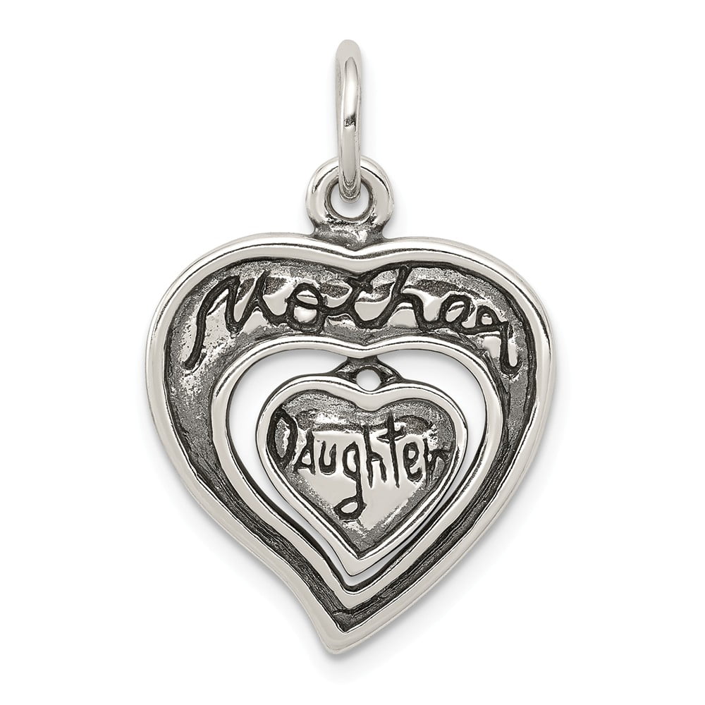 Solid 925 Sterling Silver Antique Mother and Daughter Charm Pendant ...