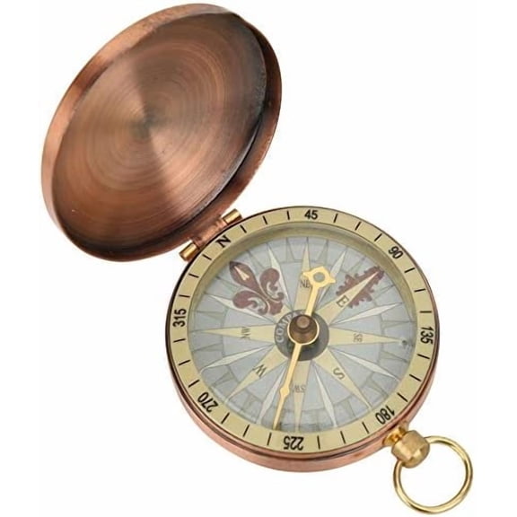 Vintage Pocket Compass, Classic Camping Watch Flip Compass Portable Survival Hiking Navigation Metal Antique Retro Military Tool Hunting Climbing Outdoor Motoring Boating Backpacking Nautical Touring
