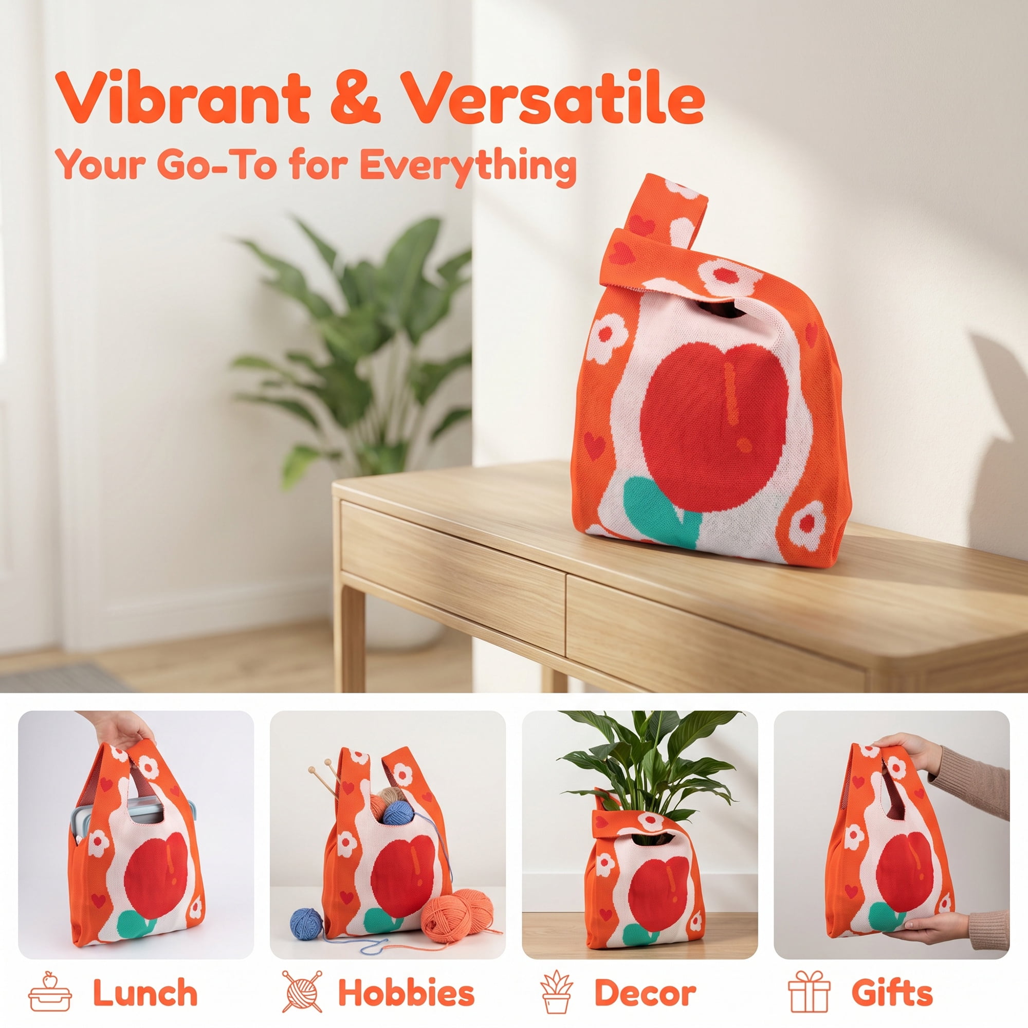 Unique Bargains Cute Cartoon Gift Bags with Handles for Parties 7.5" x 13.4" Orange Tulip