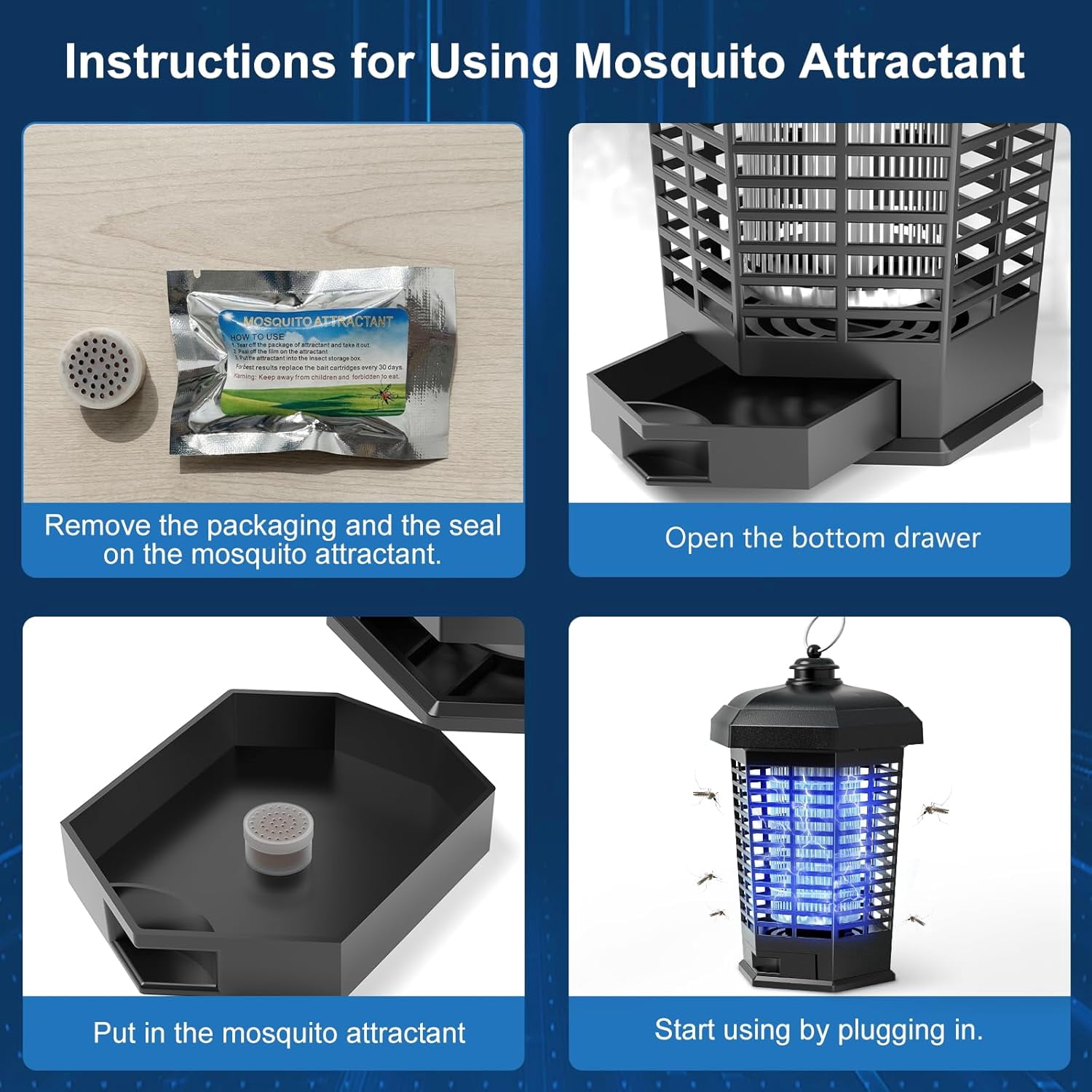 Bug Zapper Outdoor, Mosquitos Zapper, Flying Insects for Indoors 4200V Electric Mosquito Traps 15w Insect Control, Fly Zapper, Insect Trap for Yard, Electric Mosquito Killer for Home