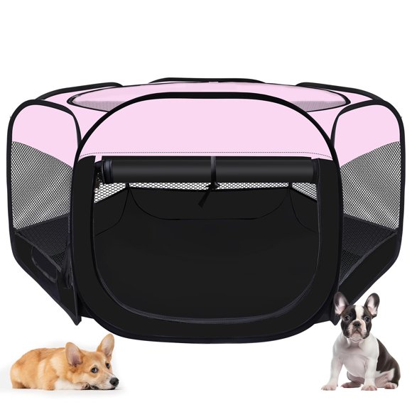 Corral Portátil para Mascotas Día de la Mujer para Perros, Gatos, Cachorros y Conejos Rosado Talla S