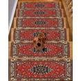 thumbnail image 2 of Stair Treads for Wooden Steps, Red Bohemian Peel and Stick Stair Treads with Adhesive, Boho Flower Abstract Modern Retro Art Non Slip Indoor Stairs Runner Rugs Mats for Elders Dogs 8"x30"10PCS, 2 of 7