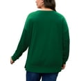 thumbnail image 6 of FlorCurve Plus Size Sweatshirts for Women Side Slit Pullover Sweatshirts Crew Neck Long Sleeve Lightweight Oversized Cotton Blouse, Green XL, 6 of 9