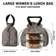 thumbnail image 5 of Black and Tan Leopard Print Drawstring Lunch Bag Women - Drawstring Lunch Bag Insulated for Work Office - Stain-Resistant Large Lunchbags for Women with Multi-Pockets, 5 of 6