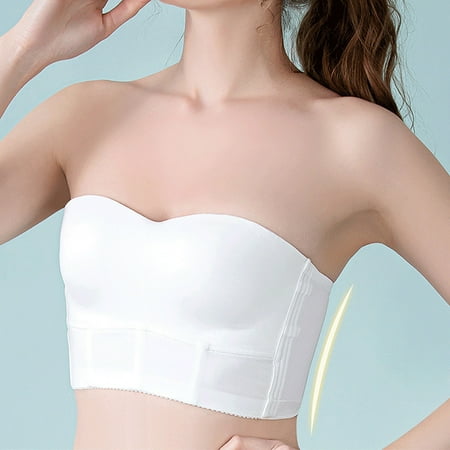 Chuancc Womens Underwear Women S Glossy Large Size Non Slip Strapless Underwear Women S Tube Top High Side Ratio Close Breast Back Up Bra Strapless Bra Bra for Women Clearance White 36/80C