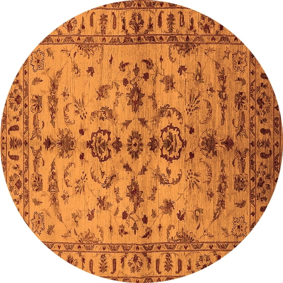 Ahgly Company Indoor Round Oriental Orange Traditional Area Rugs, 4' Round