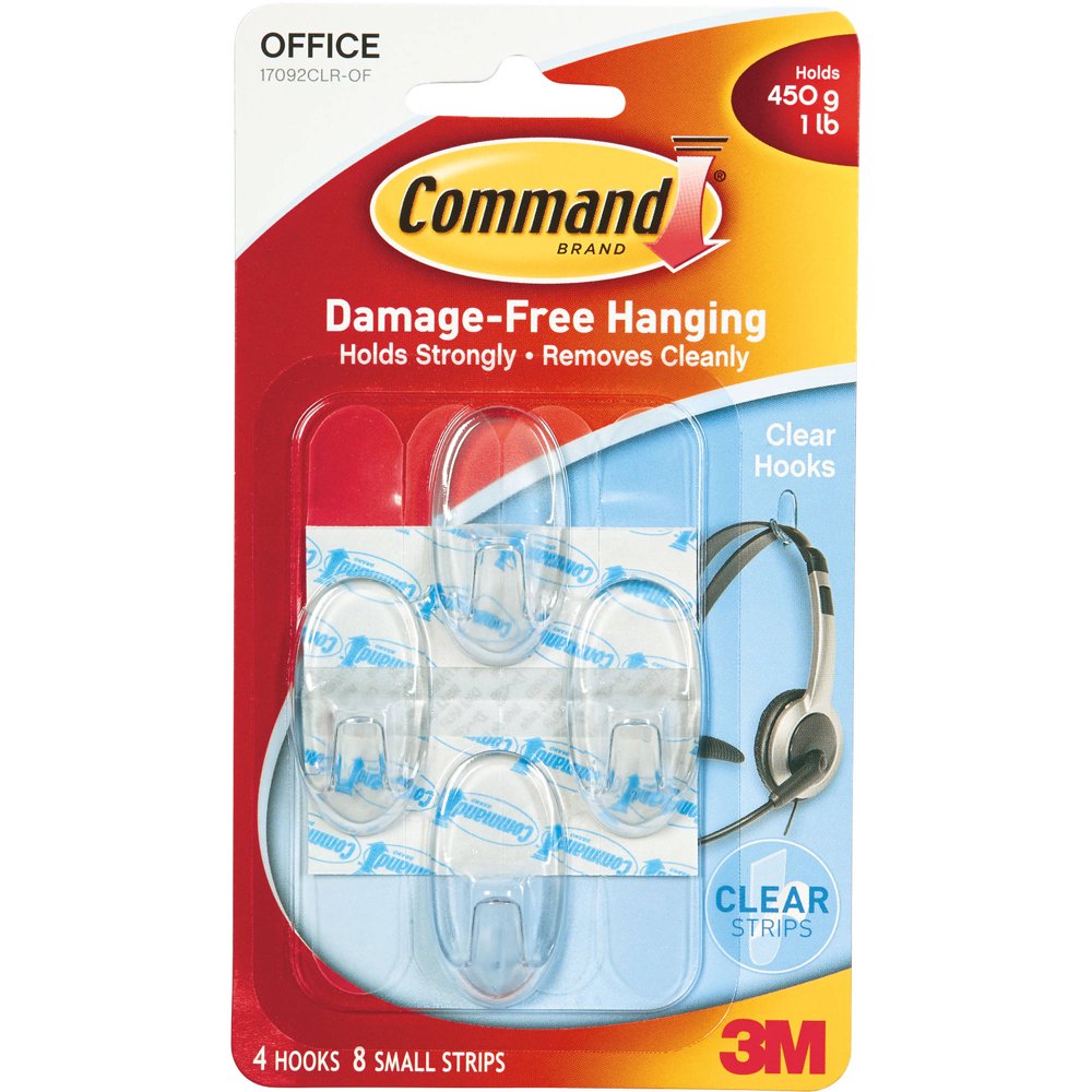 CommandHooks, Clear Small, 4 Hooks, 8 Strips/Pack