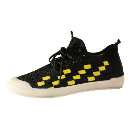 

GWAABD Fashion Loafers Women Flying Weave Large Size Sports Treadmill Shoes Couples Indoor Fitness Driving Yoga Non Slip Breathable Shoes