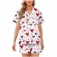 thumbnail image 1 of Blusa de Manga Corta Impresión de Botón de Vuelta Casual con Pantalones Cortos Conjunto para el Verano, Traje de Moda de Mujer, 1 of 5