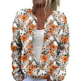 thumbnail image 2 of Domuza Halloween Cardigan Sweaters for Women Spooky Novelty Print Long Sleeve Knitted Sweaters Fall Winter Lightweight Casual Button Up Blouse Khaki 3XL, 2 of 6