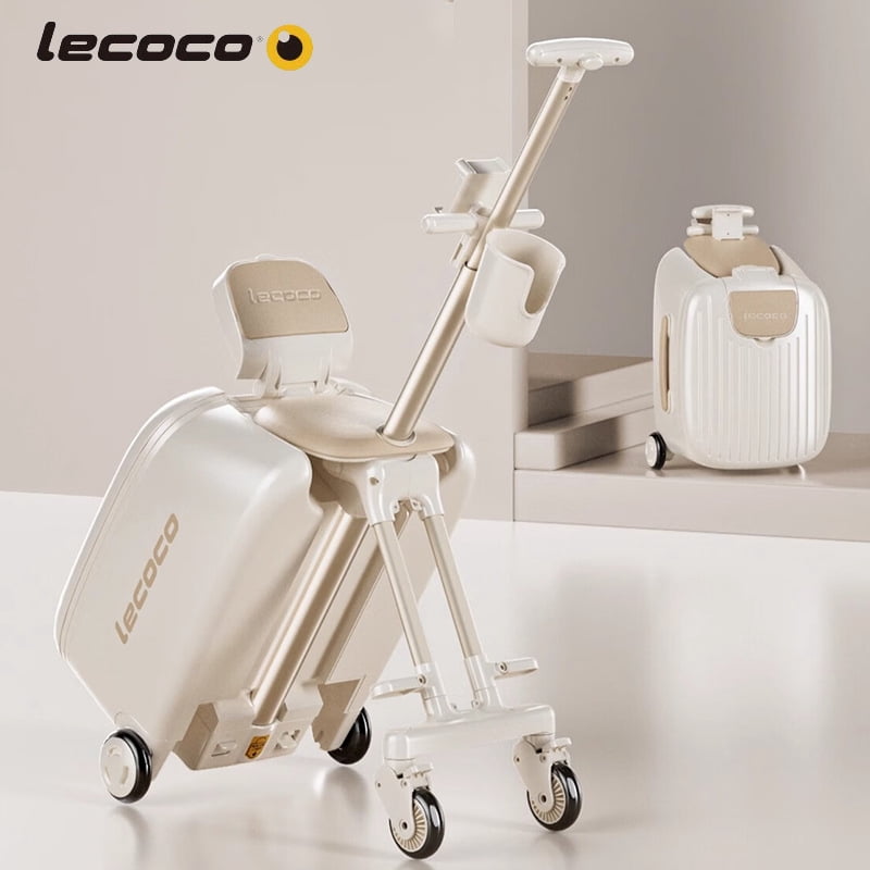 Lecoco Ride-On Kids Suitcase - Children's Carry-On Luggage with Removable Puller, Children Stroller Travel Case for Airplane, Baby Toddler Travel Gear