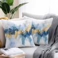 thumbnail image 2 of Watercolor Modern Art Outdoor Pillow Covers Pack of 2 Gold Blue Blooming Effect Waterproof Throw Pillow Covers Decorative Cushion Cases for Patio Garden Tent Balcony Couch 24x24 inch, 2 of 8