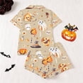 thumbnail image 3 of Halloween Theme Button Down Short Sleeve Pajama For With Lace Trim Short Pants Comfortable Home Wear, 3 of 8