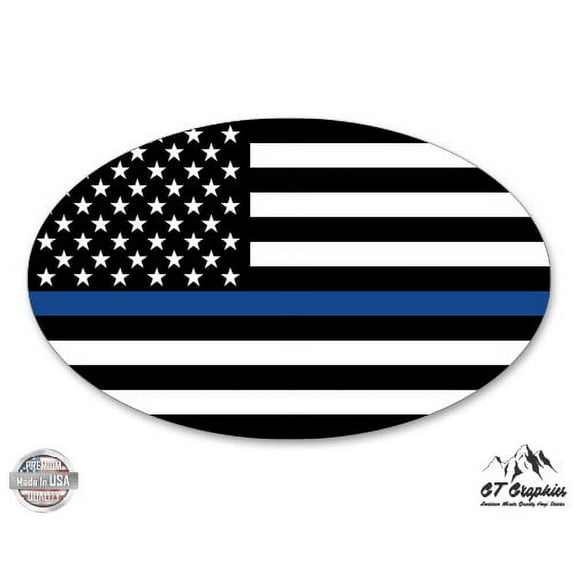 Blue Line Police Honor Flag Subdued - 3" Vinyl Sticker - For Car Laptop I-Pad Phone Helmet Hard Hat - Waterproof Decal