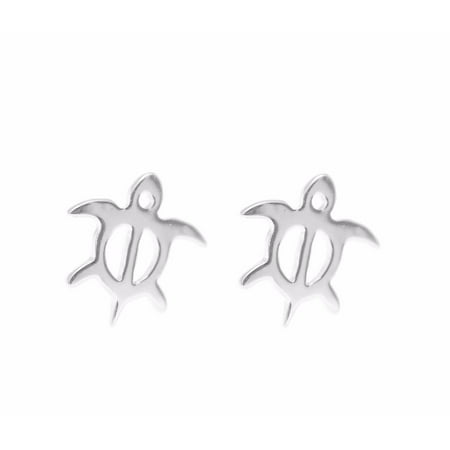 Silver Honu Sea Turtle - Sterling silver 925 Hawaiian honu turtle stud post earrings extra small 7.7mm