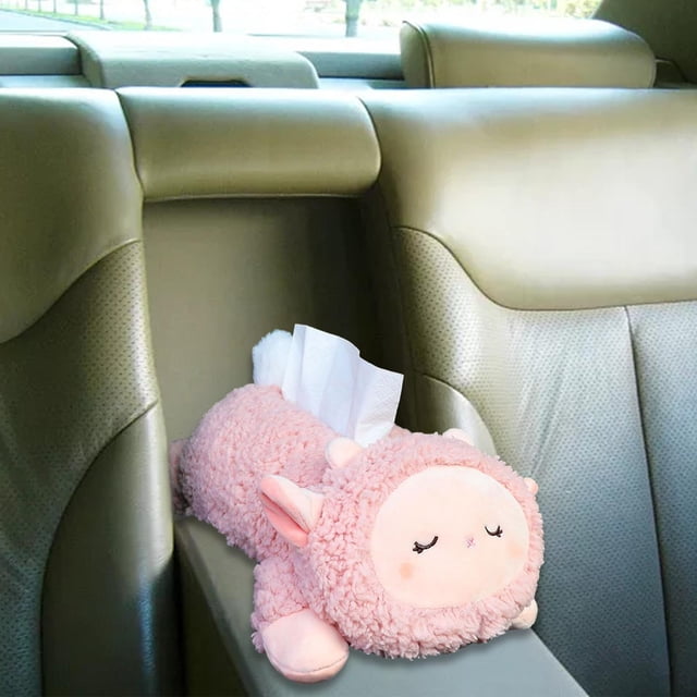 Soporte para pañuelos de coche de felpa, caja de pañuelos de dibujos animados, soporte de papel de juguete de Animal de peluche, contenedor de bandeja , Oveja