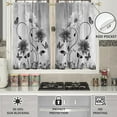 thumbnail image 3 of Black and White Floral Flower Window Curtains for Kitchen Abstract Gray Grey Leaf Small Short Home Living Room Bedroom Bathroom Drapes Treatment Tiers Fabric 1 Pair, 27.5" W x 39" L, Pretty, 3 of 5