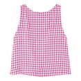 thumbnail image 5 of Plaid Tank Tops for Women Linen Look Round Neck Cropped Sleeveless Shirt Lightweight Boho Casual Beach Vacation Summer Tanks with Ornamental Button Pinks S, 5 of 9