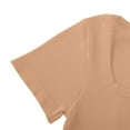 thumbnail image 6 of Women's Casual Ribbed Short Sleeve Solid Color Loose Texture Tunic Blouses, 6 of 7