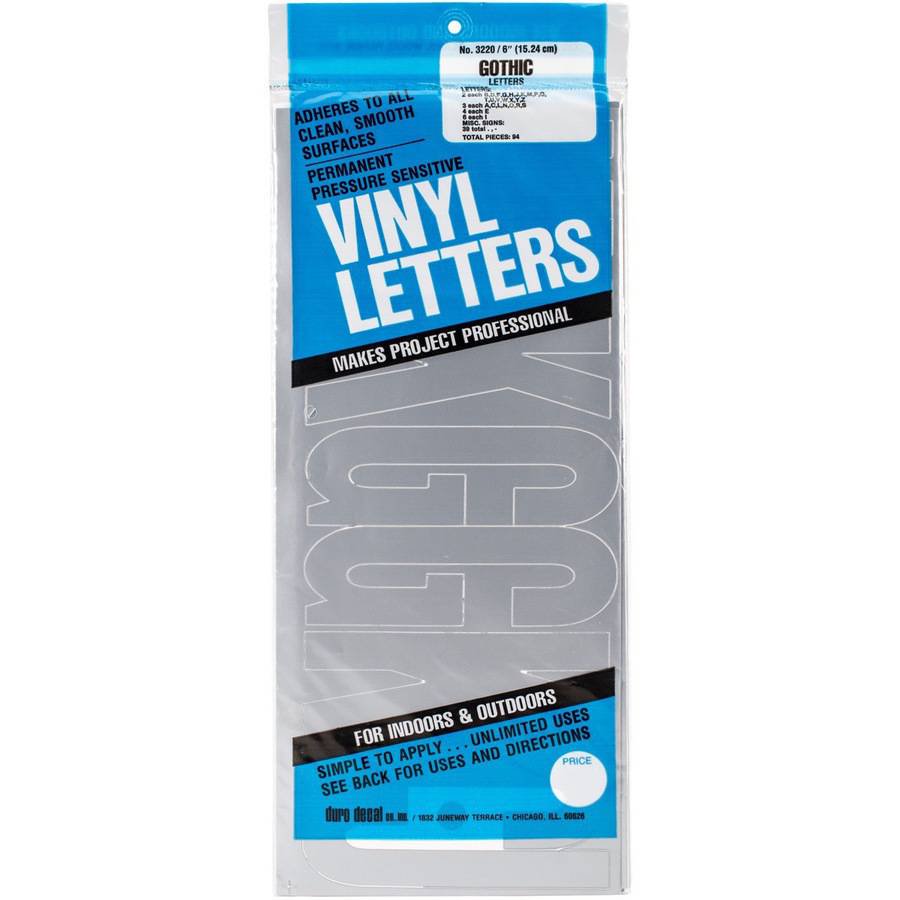Permanent Adhesive Vinyl Letters 6" 94pk, Silver