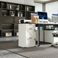 thumbnail image 3 of Ktaxon Wood File Cabinet with Lock 3-Drawer Lateral Office Filing Organizer  with Rustic Metal Handles for Home Office, Rustic White, 3 of 11