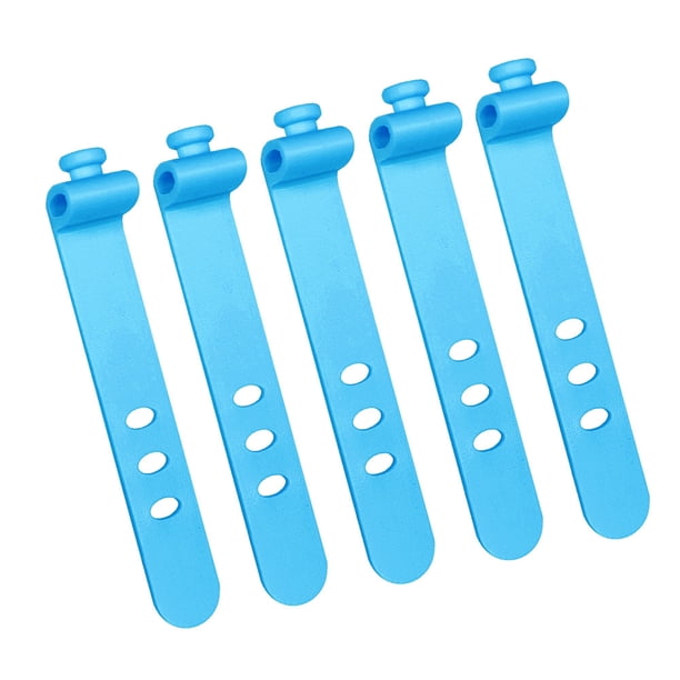 Organizador de cables de silicona reutilizable de 5 piezas, bridas flexibles para auriculares, TV, cables USB, ordenador, bolsas de comida, cortinas, paraguas y soluciones de almacenamiento.