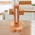 thumbnail image 3 of Figuras coleccionables de adorno de cruz Crucifijo para decoración del hogar base en forma de flor, 3 of 8