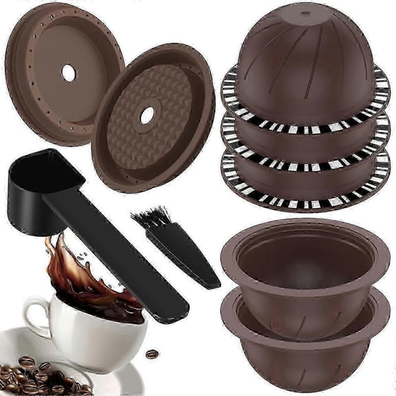 Nespresso Machine Vertuo Pods Set of 5 with 2 Silicone Caps 1 Spoon and Brush (Capacity 150ml)