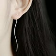 thumbnail image 5 of VIVIDELLE 925 Sterling Silver Tiny Ball Ear Thread Through Threader Dangle Earrings A1050, 5 of 5