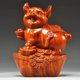 thumbnail image 1 of Solid wood pig figurine, living room TV cabinet, home decoration, craft gift, rosewood carving, lucky pig, zodiac pig, pure wood., 1 of 3