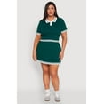 thumbnail image 3 of Womens Plus Size Daisy Varsity Stripe Crop Polo Tee, 3 of 5