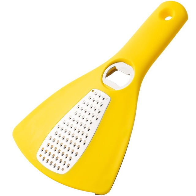 SLYNSHome Râpe à Fromage Portative avec Ouvre-Boîte, Trancheuse-Râpe en Acier Inoxydable Jaune avec Poignée pour Légumes, Fruits, Salade