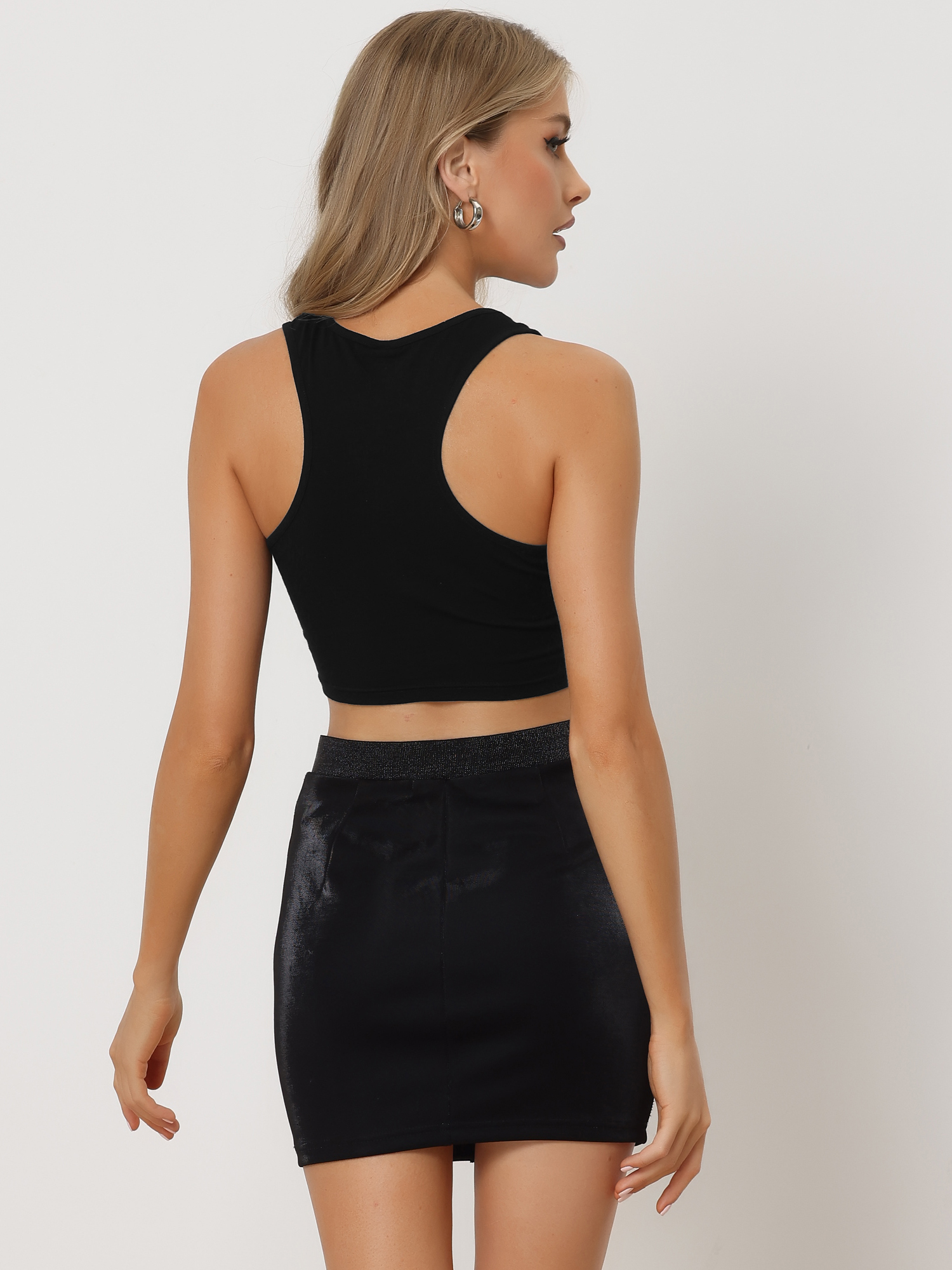 DARING DIVA Women's Rhinestone Fringe Tassel Trim Racerback Tank Top XL Black
