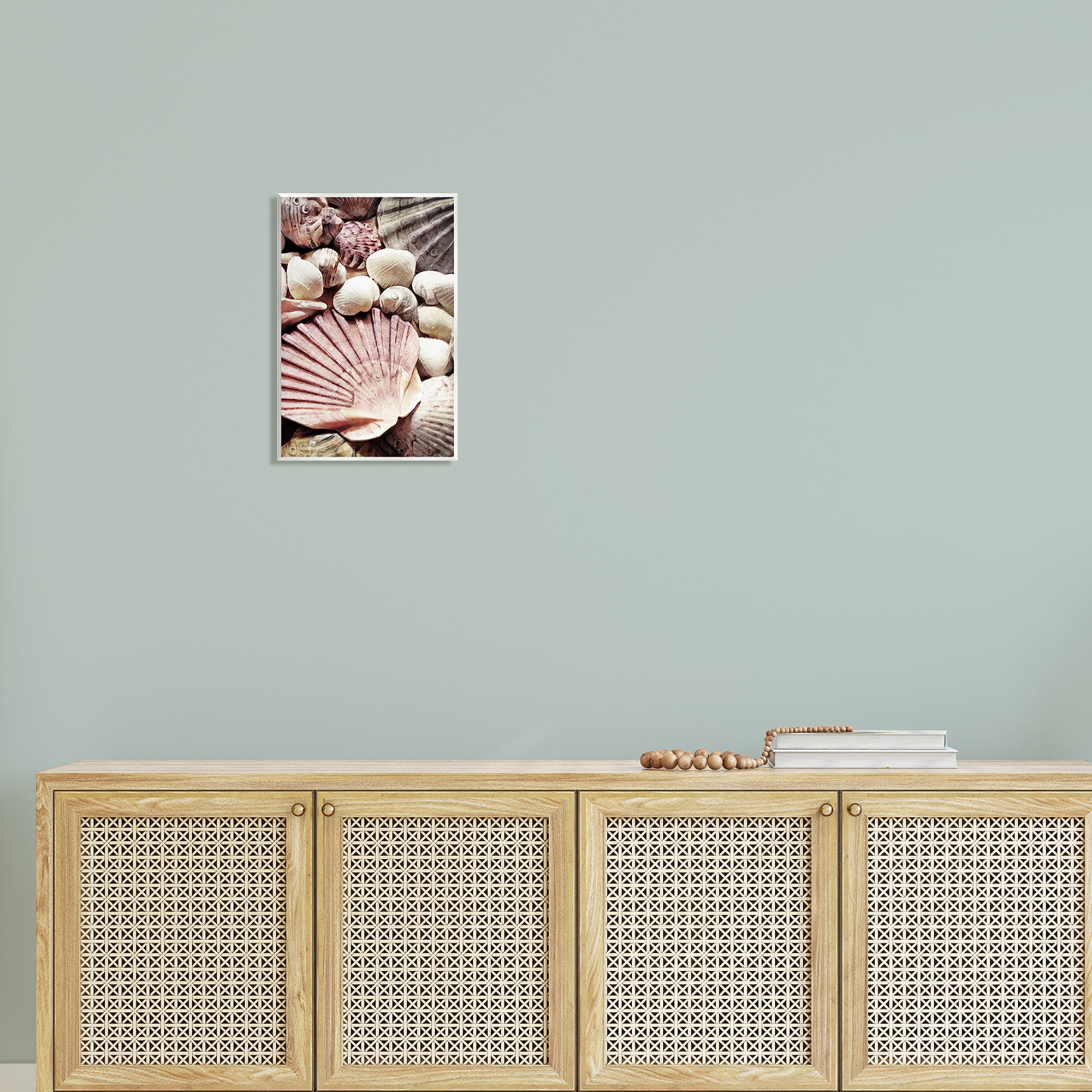 Stupell Stacked Coastal Seashells Landscape Photography Wall Plaque Unframed Art Print Wall Art