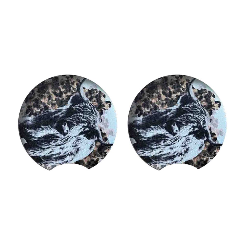 Scottish Highland Cattle Cows Car Coasters Anti Slip Odorless Cup Holder Coaster for Automobile