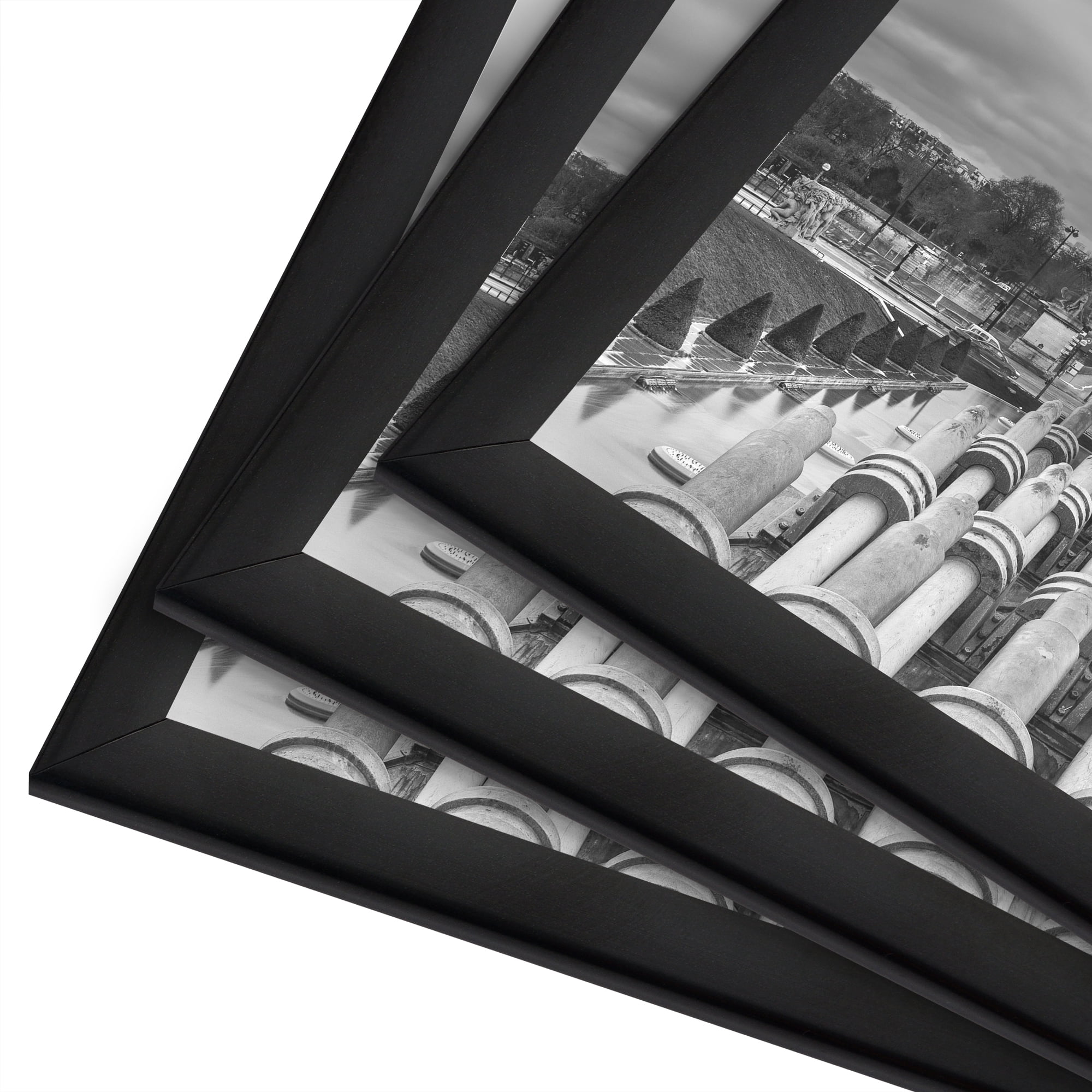 Americanflat 11x17 Picture Frame 3 Pack Polished Front Cover Slide Photo Buildable Molding Fusion - Black