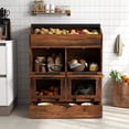 thumbnail image 6 of JOIVI Large Potato Storage Wood Bin, Wooden Bread Storage Bins with Removable Drawer & 4 Doors, 31'' Onion Organizer with Grocery Section, Vegetable Organization Cabinet for Kitchen, Rustic Brown, 6 of 9